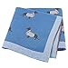 Babydecke 100% Baumwolle Weich Gestrickt Babydecken für Neugeborene Jungen Mädchen Dackel Wursthund 100x80cm Jean Blau