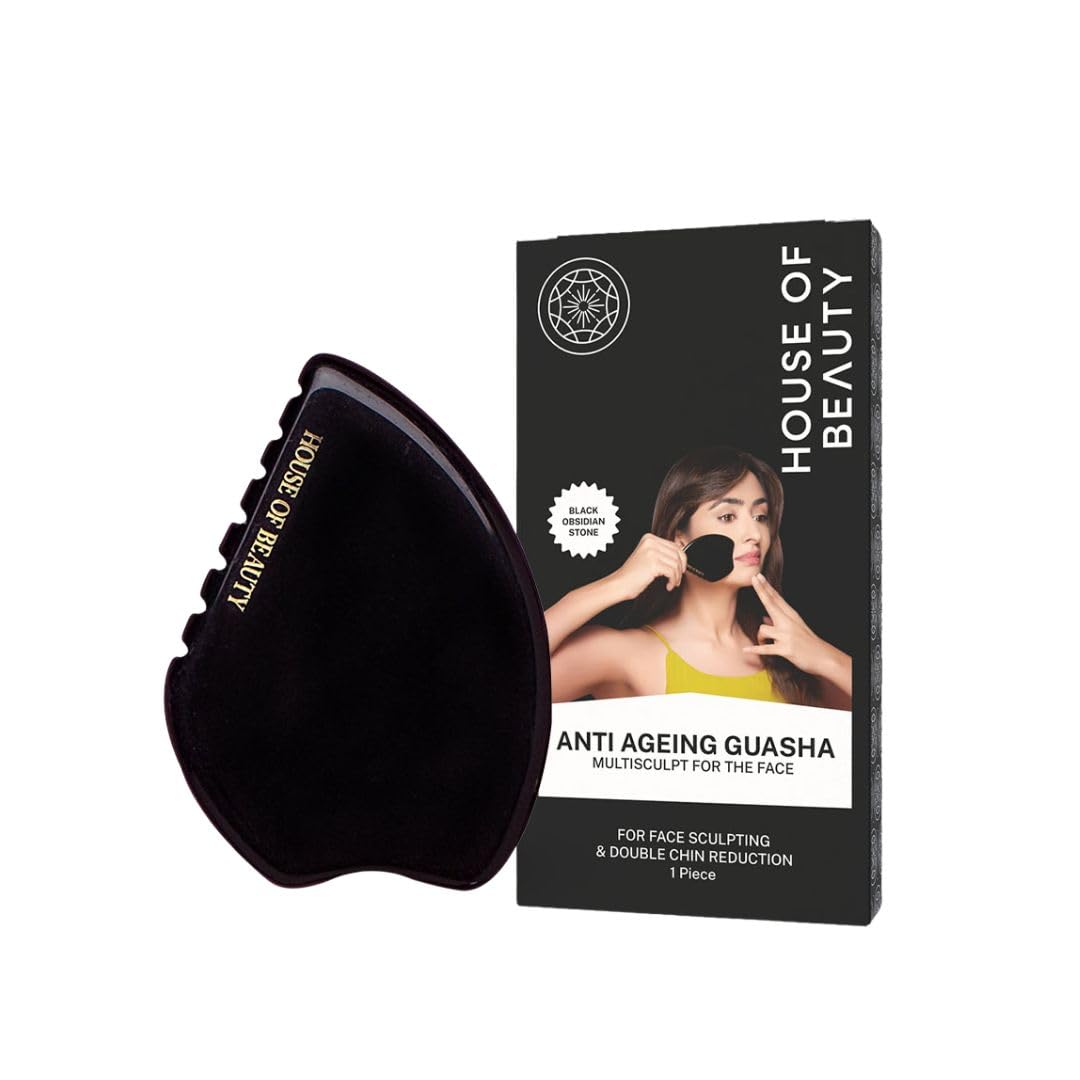 House of Beauty Anti-Ageing Gua Sha, Black Obsidian Stone, Face Sculpting Tool for Double Chin Reduction, Multisculpt Facial Massage-image-23