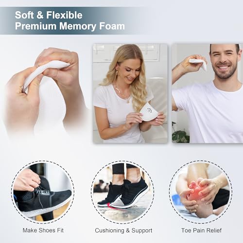 Image of Shoe Filler for Too Big Shoes Women Men, Toe Cushion Pads to Make Shoes Smaller, Shoe Size Reducer Spacers for Loose Shoes, Toe Inserts for Pain Relief (White, S: Half Size Too Big, 1 Pair)