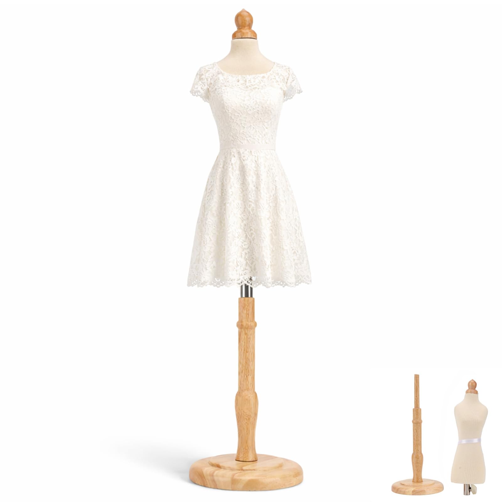 Forme de Robe pour Enfant avec Base en Bois, Corps de Torse de Mannequin avec Support en Bois réglable, Buste de Corps de Mannequin pour présentation de Robe, Conception de