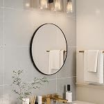 Growsun Black Round Mirror 24 inch, Wall Mounted Circle Mirror, Metal Framed Mirror for Bathroom Vanity, Bedroom Home Decor Mirros - Image 4