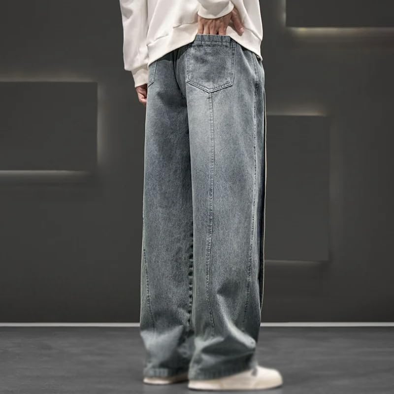Autumn Wide Leg Jean Pants Men Trousers Loose Casual Jeans Pants3