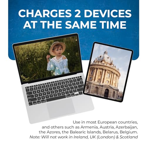 Image of OREI India to Europe Adapter, Russia, Turkey & More - Type C - 2 in 1 - Perfect for Laptop, Camera Charger and More- CE, RoHS - Black - 5 Years Warranty