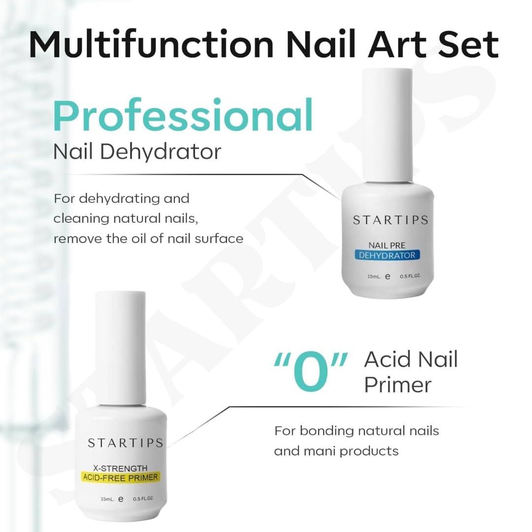 STARTIPS Professional Nail Prep Kit, Dehydrator and Non-Acid Primer for Gel Nail Polish For Women, Fast Dry Bonding Agent Set. Nail Art Kit For Women, DIY Nails At Home, Salon Finish. - Image 2 thumbnail
