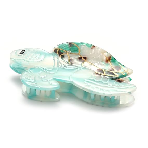 Chic Ocean-Inspired Turtle Hair Claw - Large Acetate Shark Clip For Ponytails & Updos, Personalized Ocean Animal Hair Claw