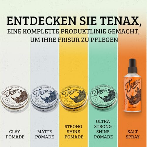 Foto von Tenax Ultra Strong Shine Pomade, 125 ml, wasserbasierte Pomade für Männer verleiht superfesten Halt & starken Glanz, leicht auszuwaschendes Haarwachs mit markantem Duft