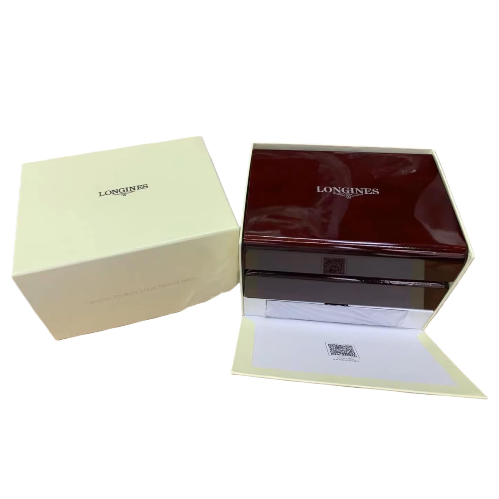 Caja Reloj Cuadrada Compacta Acabado Madera Azul Oscuro Almacenamiento Ahorro Espacio Crema para Longines La Grande Classique