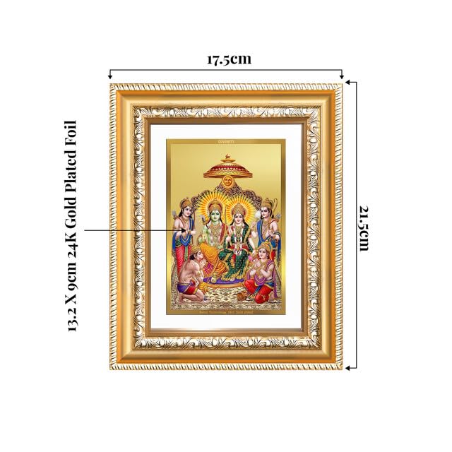 Image of DIVINITI Ram Darbar 24K Gold Plated Foil Wall and Tabletop Photo Frame for Home Decor, Puja Room, Luxury Gifting | DG Frame 112 S2 (21.5x17.5 CM)