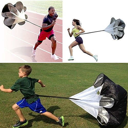 SKL Speed Chute Pack of 2 56 Inch Running Speed Training Speed Parachute Training Parachute Running Resistance Power Chute (Black) - Thumbnail 2