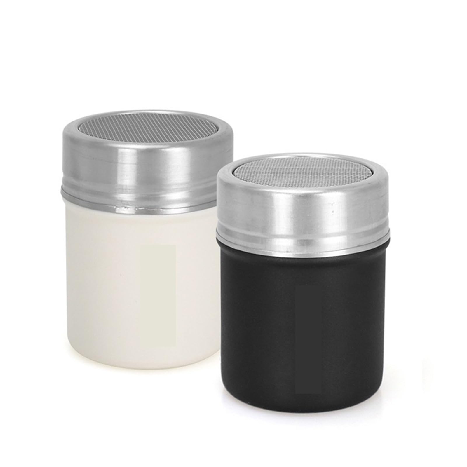 Pulverstreuer Espresso-Kaffeestreuer, Staubwedel, Pulververteiler, Edelstahl mit Deckel, Kakao-Café-Zubehör(Black 2Pcs)