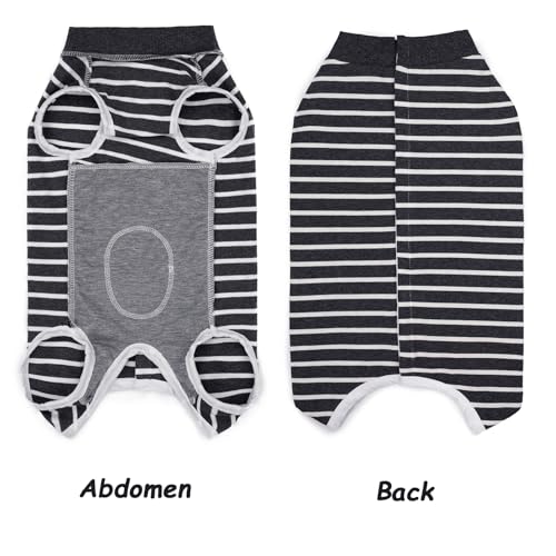 Image of Recovery Suits for Small Dogs, Dog Cat Surgery Suits Prevent Licking Double Care Abdominal Protection Onesie for Female Male (Black, Medium)