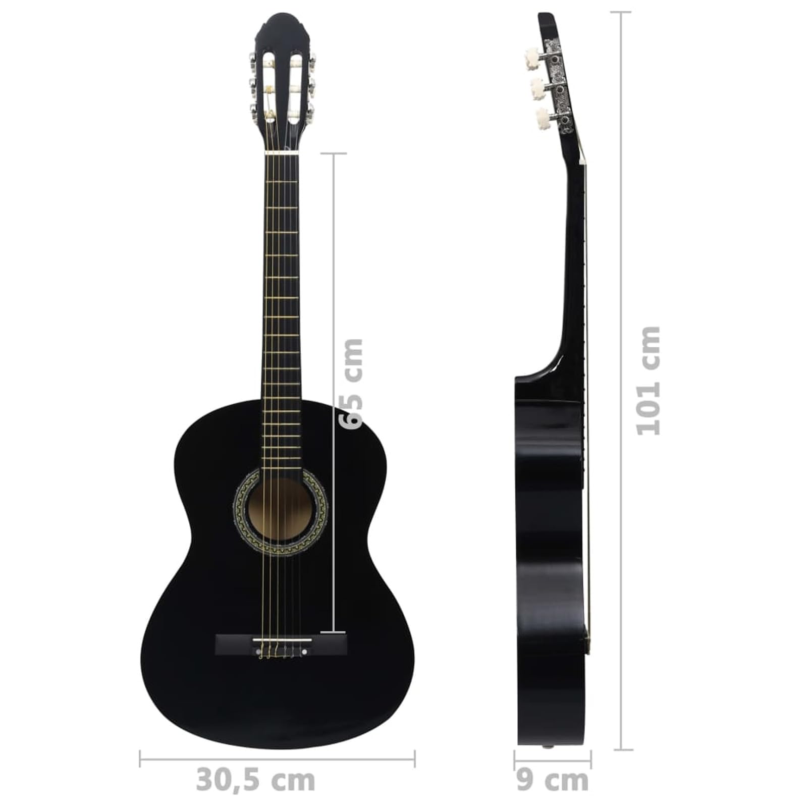 ShGaxin Chitarra Classica per Principianti Nera 4/4 39" in Tiglio,Arte e Svago,Hobby e Arti Creative,Strumenti Musicali,Strumenti a Corda,Chitarre-70110