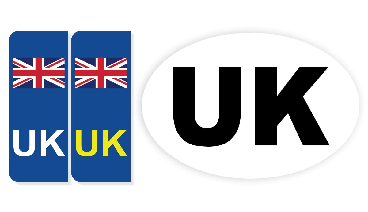 Pack of 3 UK Car Stickers for Europe GB Car Stickers for Europe GB Number Plate Sticker Mixed UK Oval Sticker Packwith®