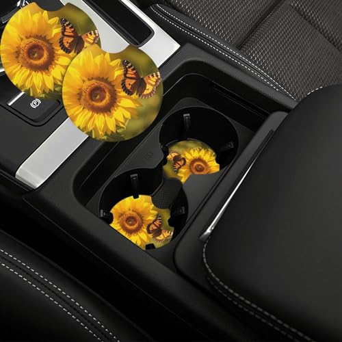 Set de 2 portavasos para carro diseño girasol y mariposa miniatura 7