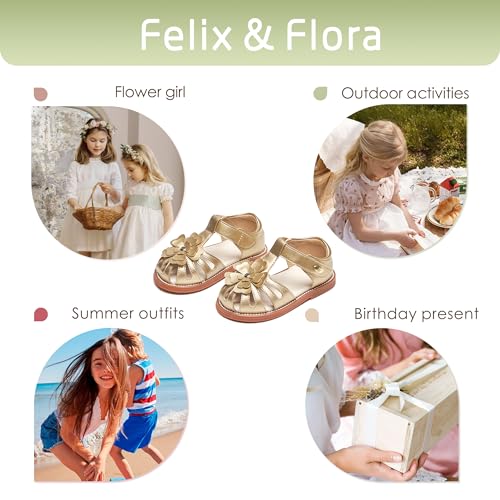 Image of Felix & Flora Toddler Girls Sandals Flower Girl Shoes Soft Rubber Princess Flat Shoes