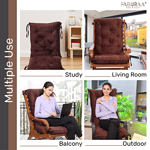 Image of Faburaa Maple Soft & Relaxing Velvet Seat Cushion for Patio Chair Rocking Chair, Office Chair, Desk Chair and Dining Chair with Ties, Chair Pad 24x50 Inch (Velvet Brown)