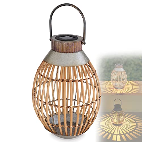 Solarlampe für Außen Garten Laterne Bambus - Solarleuchte Balkon...