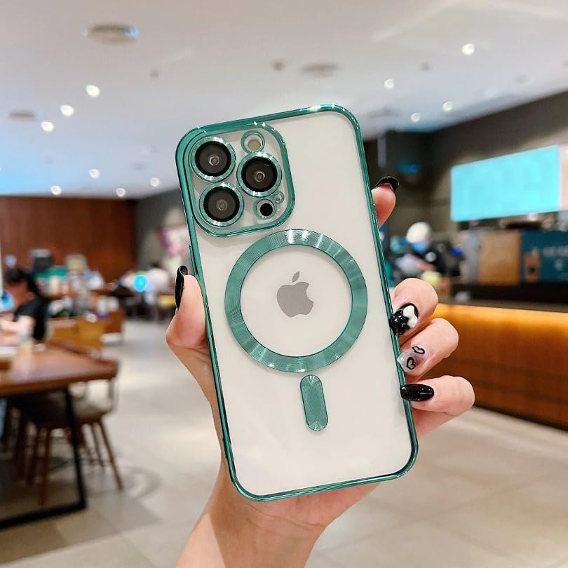 Image of MILLION CASES Back Cover Case for iPhone 15 Pro Shockproof Protective Luxury Plating Camera Protection Transparent Case for Men & Boys (Blue)
