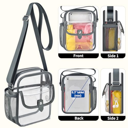 Image of SPODEARS Clear Crossbody Bag for Stadium, Concert, Festival & More - Adjustable Shoulder Strap & Bottle Holder