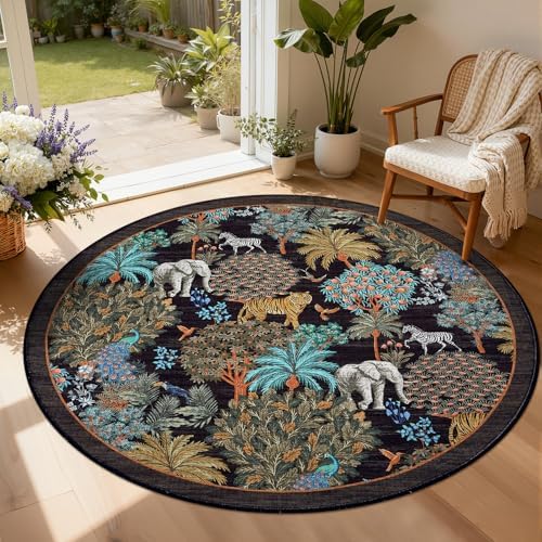 Small Round Forest Rug Amazon.com: GarveeHome Jungle Round Washable Rugs 6ft Non-Slip Soft ...