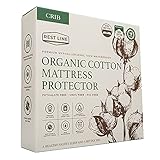 Rest LINE 100% Organic Cotton Mattress Protector. Crib and Cot Cover (28x52in),100% Waterproof,Cooling, Hypoallergenic Cover Stretches 6 to 8 Inch dept and Protects Against Wetting Accidents