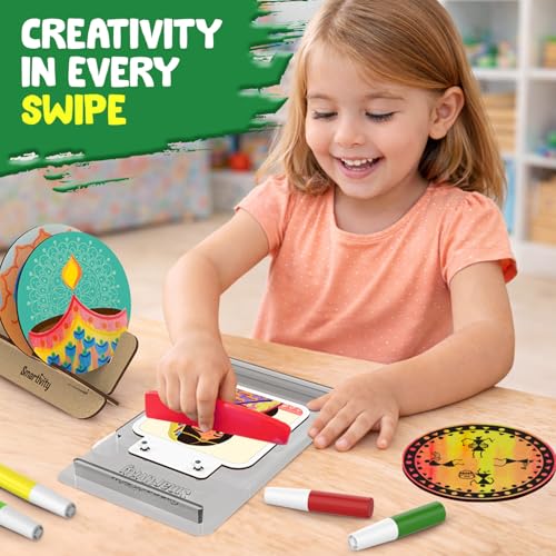 Image of Smartivity Squeegee Art Coaster Kit for Kids 4-8 Years - DIY Paint Pouring & Swirl Art Craft Activity - Make 6 Colorful Coasters - Creative Birthday Gift for Boys & Girls