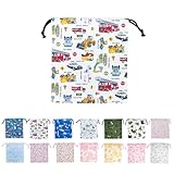 [アルコバレーノキッズ] 巾着袋 巾着 中 給食袋 お着替え袋 男の子 女の子 入園 入学 保育園 幼稚園 小学校 通園 通学 子供用 おしゃれ 日本製 (はたらく車 オフホワイト) 巾着中