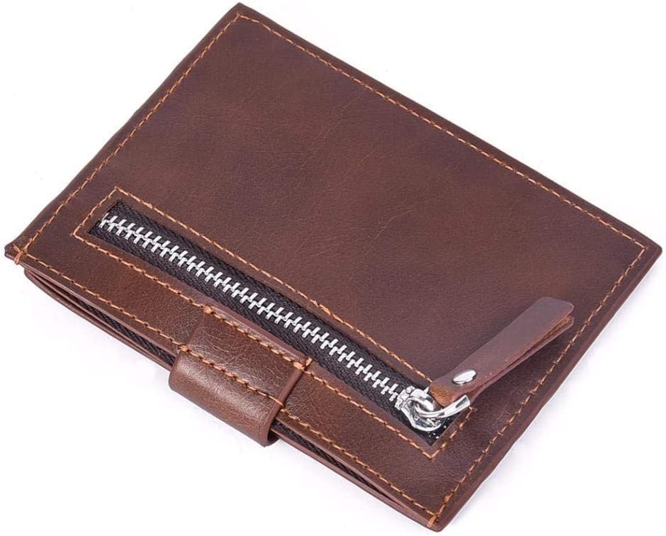 Men's Small Card Holder, Driver's License Bag, Short Frosted Leather Zipper Card Holder Wallet-Card Holder Light