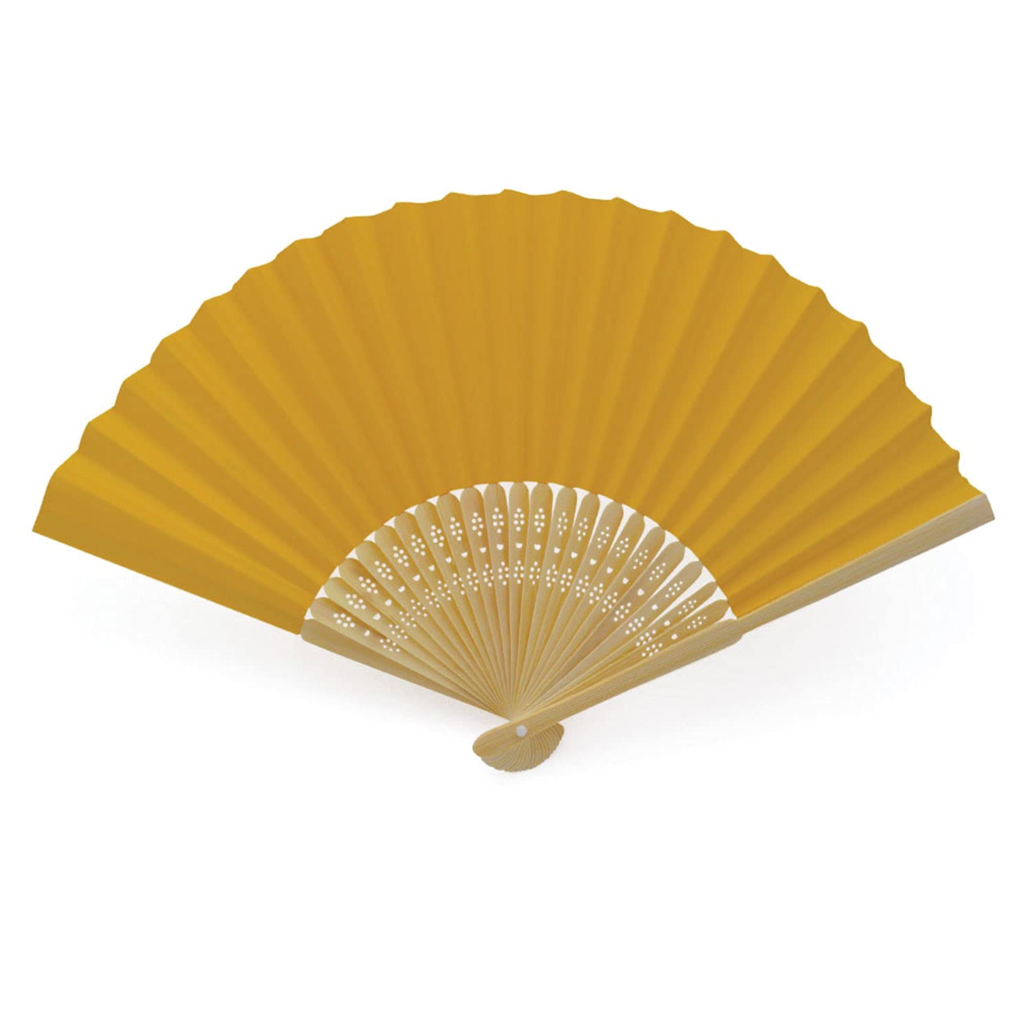 OLILLY - 50 Orange Paper and Bamboo Fans for Guests - Wedding, Party, Outdoor Event... (Orange, 50 Fans), 50 Eventails