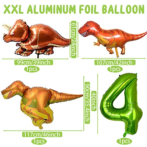 Dinosaurier Geburstagdeko Kit,Dino Luftballons Geburtstag 4 Jahr, Riesen Folienballon Zahl 4,Geburtstag 4 Jahr Junge… – Bild 3