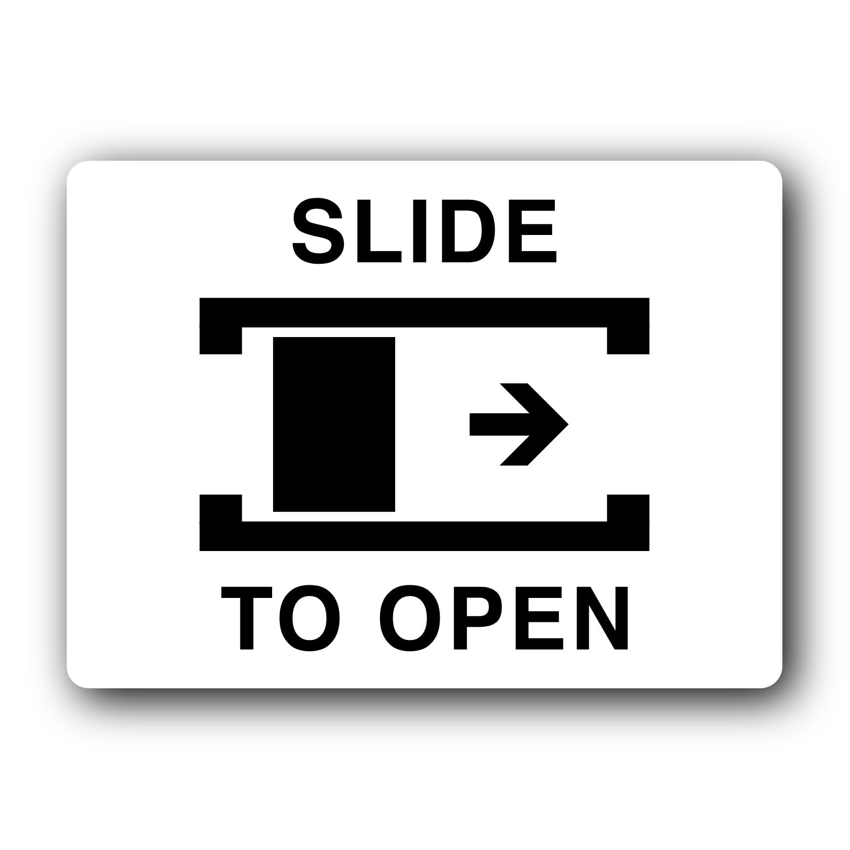 Slide to open instruction Sign – 19.0x14.0cm Brushed Aluminium
