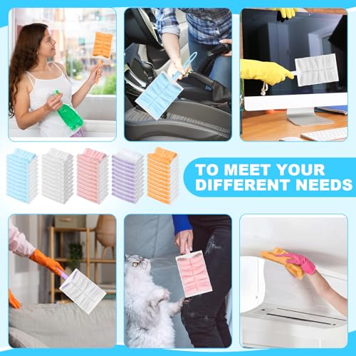 Image of Mimorou 100 Pcs Disposable Dusters Refills Bulk Heavy Duty 180 Multi Surface Replacement Dusters for Cleaning Ceiling Fan with Microfibers Unscented (Modern Colors)