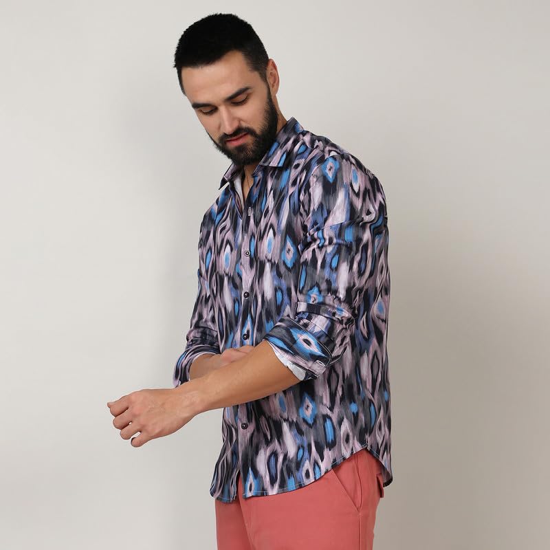 Image of CAHOOT Men's Twisted Crease Shirt for Casual Wear | Spread Collar | Long Sleeve | Button Closure | Shirt Crafted with Comfort Fit for Everyday Wear