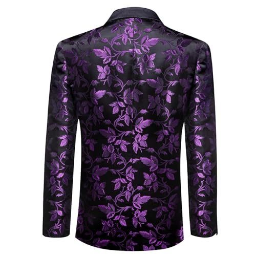 Image of Barry.Wang Mens Floral Blazer Suit Jacket Notched Lapel Casual Sport Coat | Flowers Jacquard One Button Tuxedo for Prom Wedding Party Disco Dinner Banquet Cocktail Homecoming Travel,Regular Fit