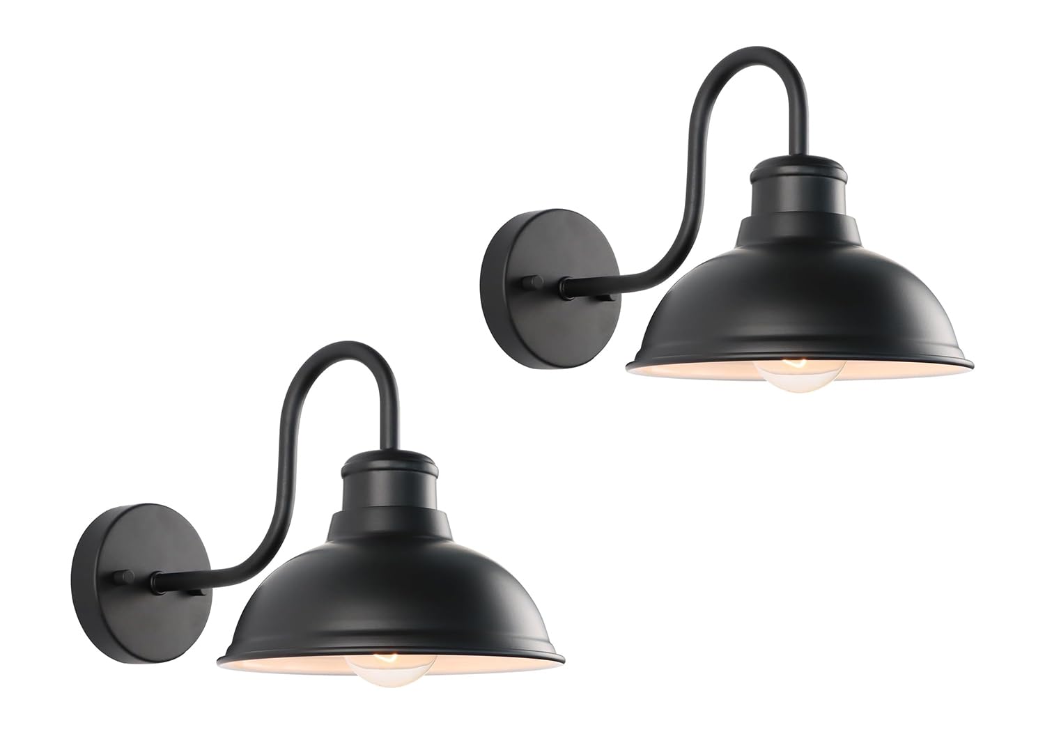 Outdoor Gooseneck Barn Light Outdoor Wall Sconce 8 Inch Farmhouse Exterior Wall Mount Light Vintage Fixture Industrial Matte Black Lantern for Porch, Entryway, Patio(2 Pack)