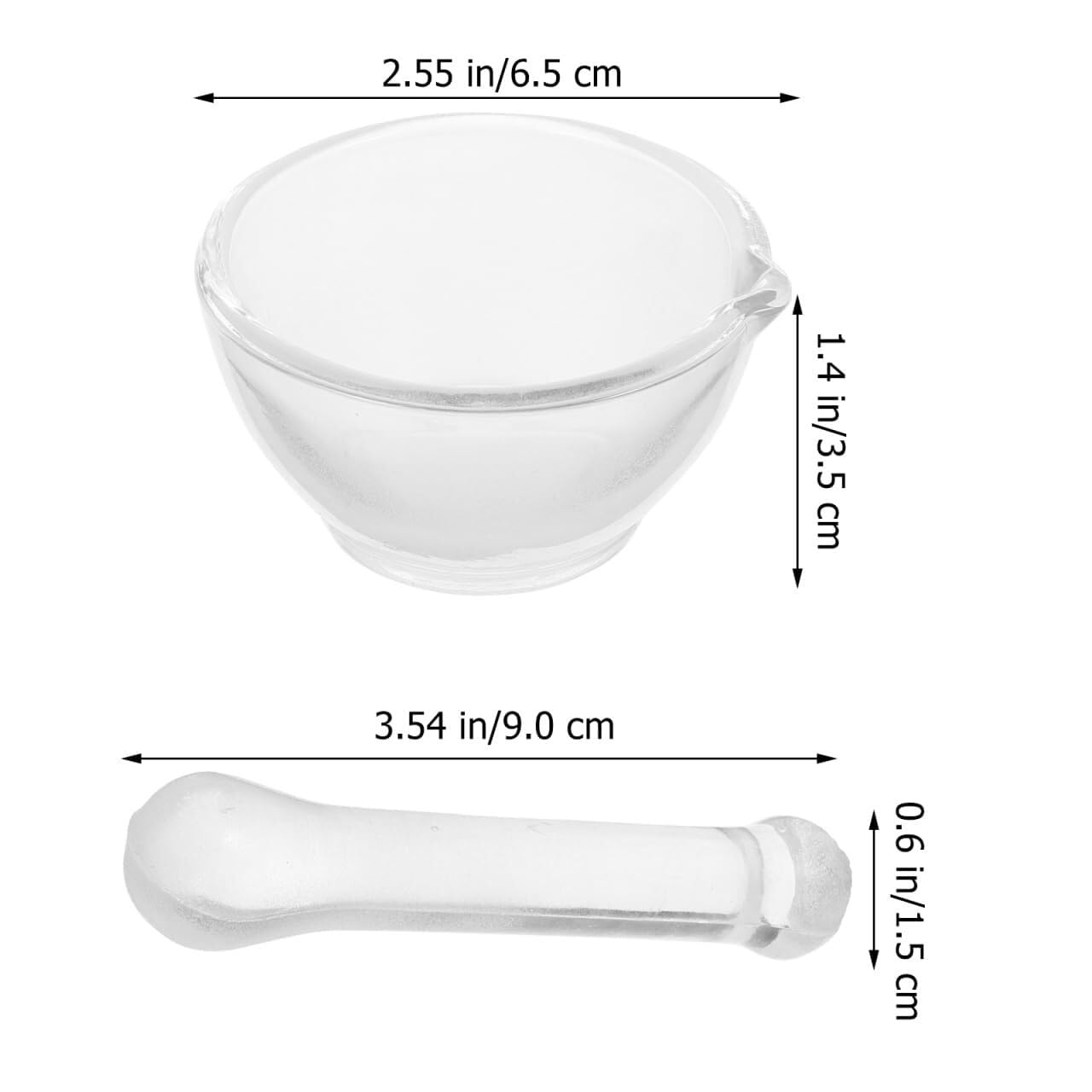 Mini Mortaio e Pestello - Ciotola da Macinazione in Vetro 60mm per Spezie da Cucina, Erbe, Prodotti Farmaceutici ed Esperimenti Chimici