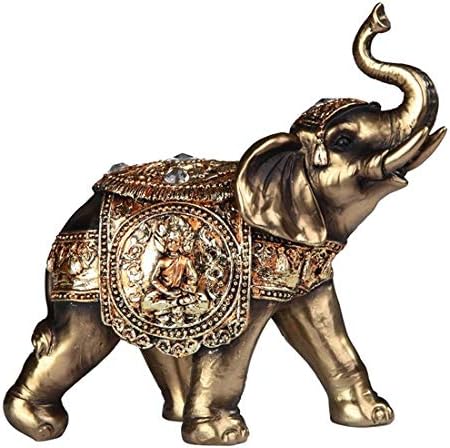 George S. Chen Imports Figura de estatua de elefante tailandés para decoración del hogar (tronco arriba-elefante tailandés, Gold88186)