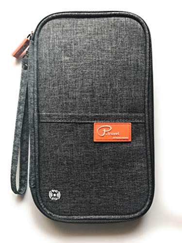 Tuscall Portefeuille Passeport Organisateur de Voyage avec Blocage RFID, Porte Passeport pour Les familles ou Voyageur avec Les Carte, Billets, Papiers, Monnaie (Gris)
