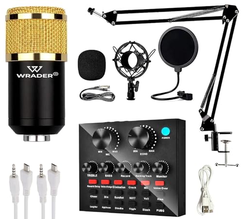 Image of Professional Condenser Mic Full Setup with Sound Card for Video Recording, Podcasts, Interviews, Live Streaming and Singing Microphone (Black, Metal Body, BM800 Mic)