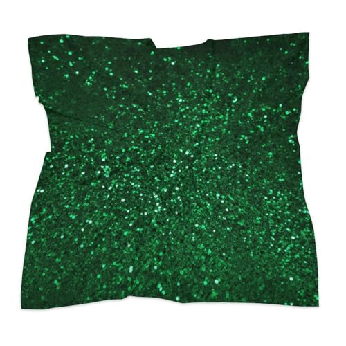 Green Sequin Sparkle 18 Inches Satin Head Scarf Lightweight Silk Hair Scarves Soft Silk Head Scarf for Women Large Satin Bandanas Square Headscarf Fashion Headband Neckerchief Neck Scarves Gift3