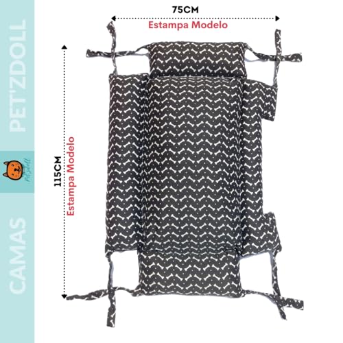 Colchão Cachorro Grande 90x60cm Lavável Antifriagem (Preto)