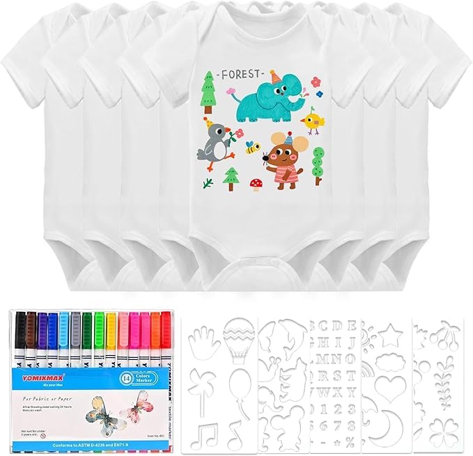 Lätzchen zum Bemalen Kurzarm Baby Body 8er Set Babyparty,...