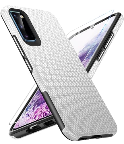 Coque Samsung S20 argentée en silicone lourd avec un film de protection