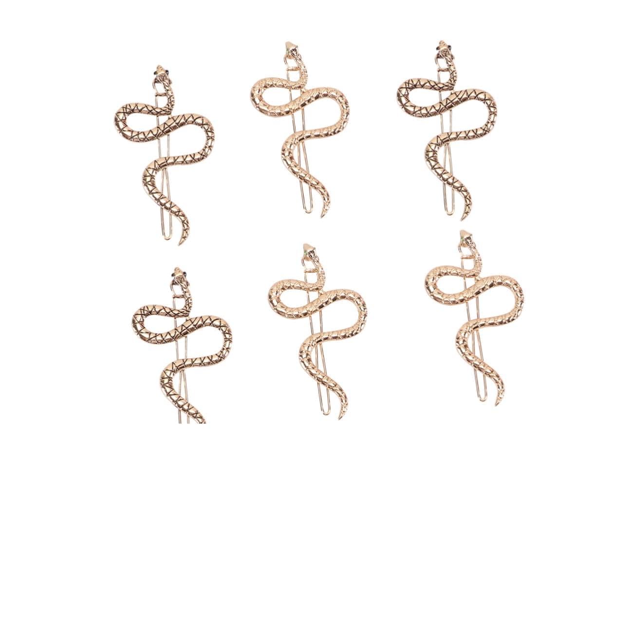 Beaupretty 6 Horquillas de Aleación Dorada Diseño Flexible en Forma de Serpiente para Mujer, Pinzas Vintage Fáciles de Abrir para Uso Diario y Fiestas