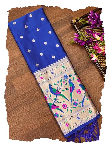Image of DEVANGI Women's Woven Paithani Banarasi Silk Dupatta /Chunni For Women, Floral Print 1 Meter Wide and 2.3 Meter Length Printed Designer Dupatta /Chunni For Girls