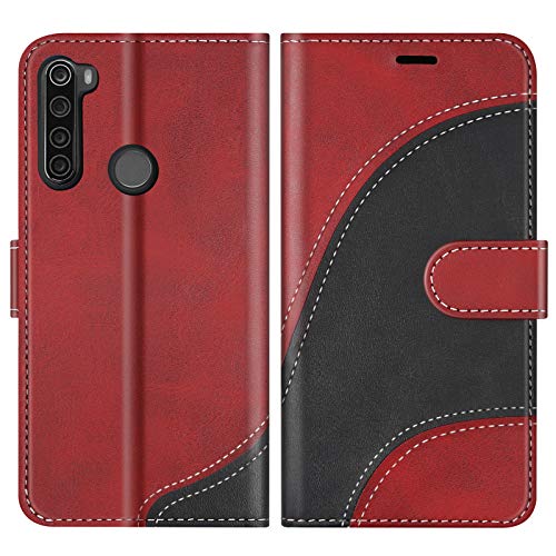 BoxTii Cover per Xiaomi Redmi Note 8T, Custodia in PU Pelle Portafoglio per Xiaomi Redmi Note 8T, Magnetica Cover a Libro con Slot per Schede, Rosso