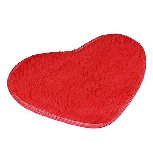 BZLineu00ae Coeur Corail Polaire 40 * 28 cm Carprt Anti-dérapant Tapis De Bain Cuisine Salle De Bains Décor À La Maison (Rouge)