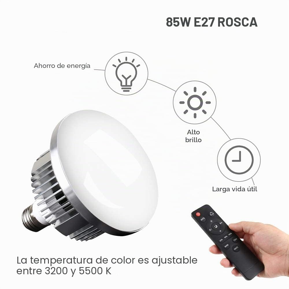 Juego de iluminación de softbox profesional con trípode de luz 2 m, 3200-5500 K, lámpara LED triple mando a distancia para retrato y vídeo