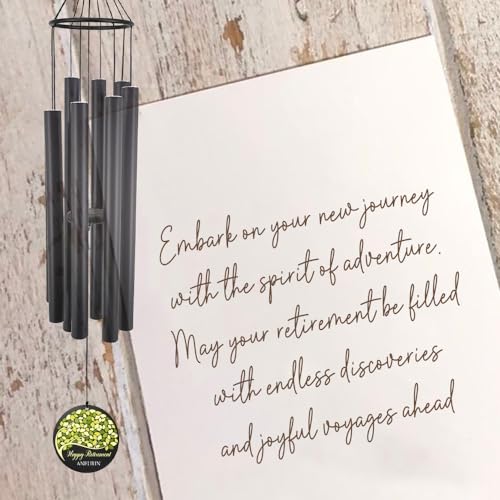Image of Personalized Retirement Wind Chimes for Outside, 36 inch Happy Retirement Gift for Women, Men, Coworker, Colleague, Boss, Teacher, Nurse, Friend, Going Away Garden Patio Decor