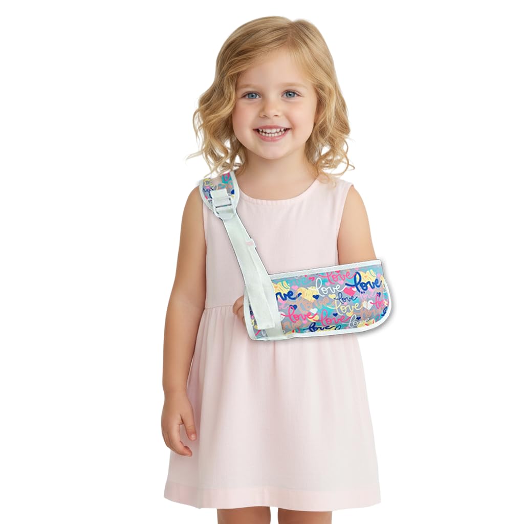 Écharpe de bras pour enfant pour soutenir les bras, les clavicules, les poignets, les épaules et les coudes en cas de fractures et de blessures, convient à la fois à la main gauche et droite (love-2